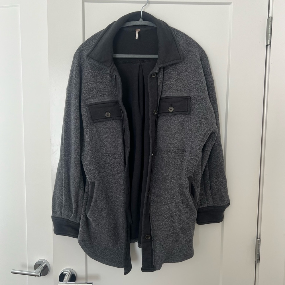 Free People Gray and Black Ruby Elbow Patch Jacket